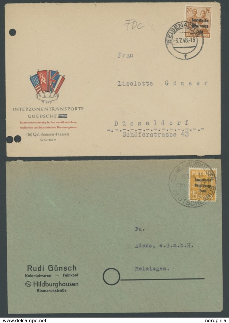 SAMMLUNGEN, LOTS 182-97 BRIEF, 1948/50, SBZ Maschinenaufdruck, 55 Meist Verschiedene Belege, Einige Bessere, überwiegend - Autres & Non Classés