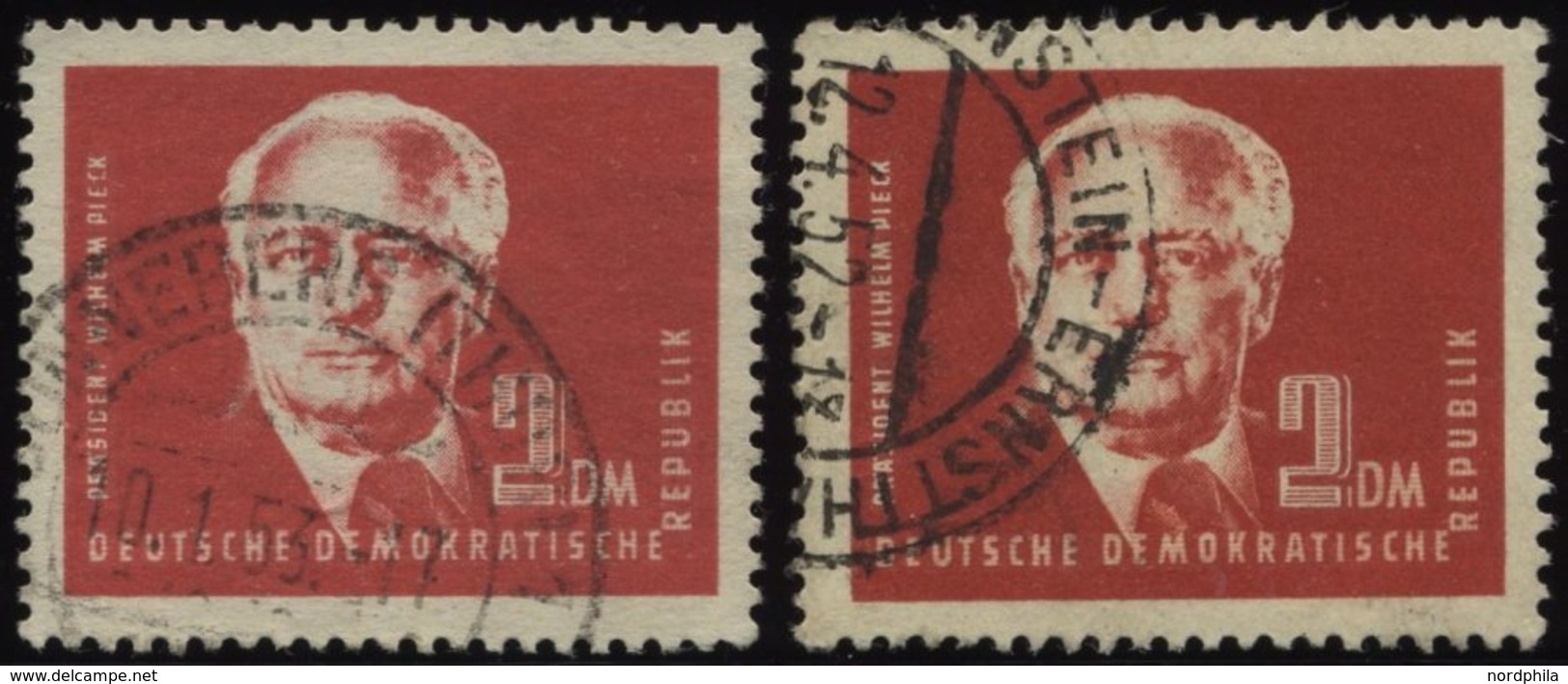 DDR 254ca,cb O, 1950, 2 DM Bräunlichrot Und Schwärzlichorangerot Pieck, 2 Prachtwerte, Gepr. Schönherr, Mi. 62.- - Gebraucht