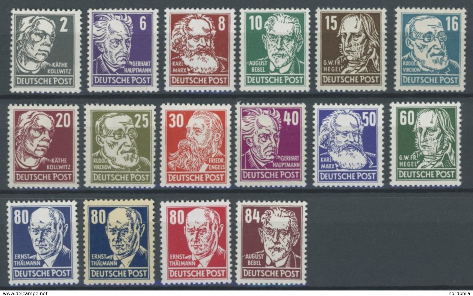 DDR 327-41 **, 1952/3, Persönlichkeiten, Wz. 2, Postfrischer Prachtsatz, Mi. 400.- - Used Stamps