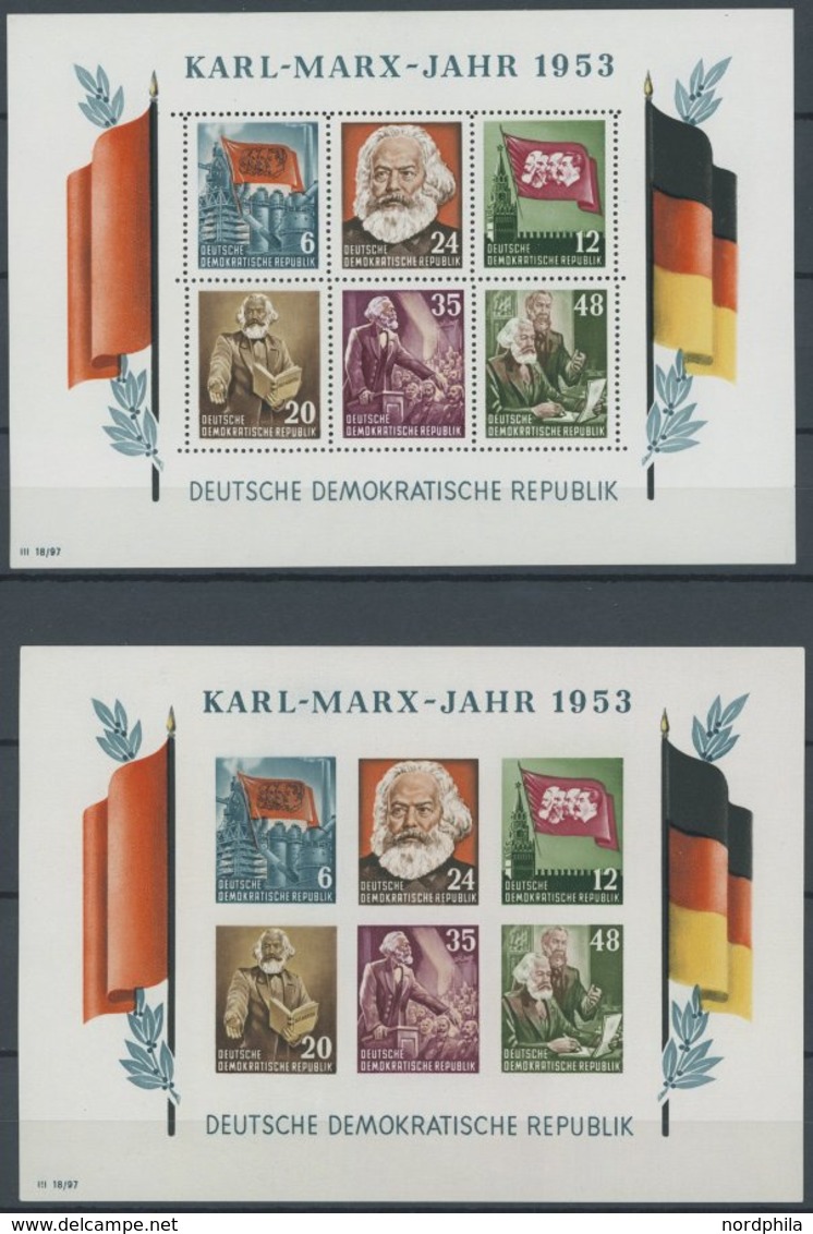 DDR Bl. 8/9A/BYI **, 1953, Marx-Blocks (4), Alle Mit Wz. 2YI, Postfrisch, Pracht, Mi. 400.- - Usados