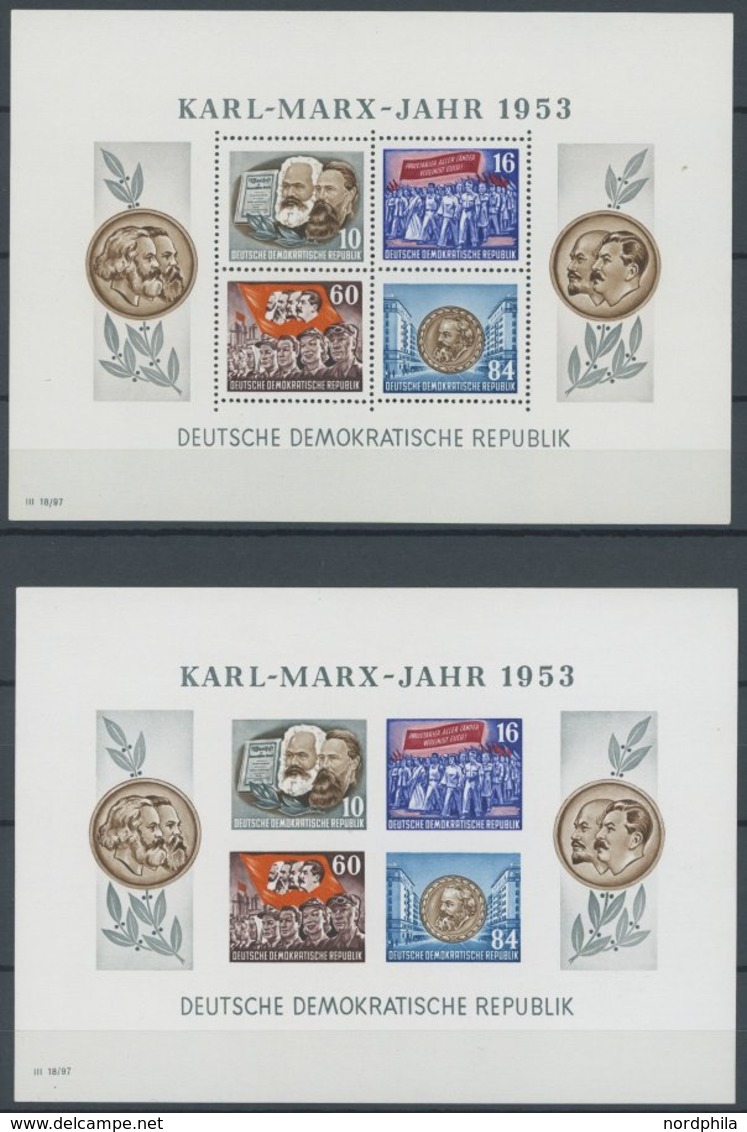 DDR Bl. 8/9A/BYI **, 1953, Marx-Blocks (4), Alle Mit Wz. 2YI, Postfrisch, Pracht, Mi. 400.- - Used Stamps