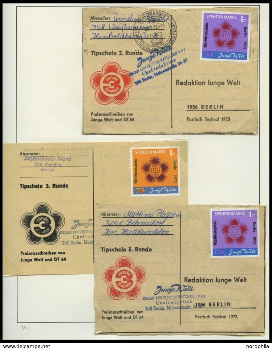SPENDENMARKEN 1/2 **, BRIEF, 1972/3, 1 M. Spendenmarken, Postfrisch Und Auf 5 Belegen (3x Nr. 1 Und 2x Nr. 2), Pracht, M - Otros & Sin Clasificación