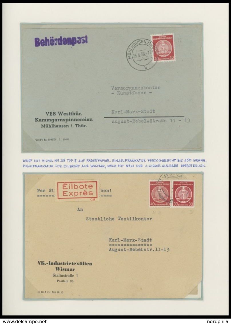 DIENSTMARKEN A D 34-39 BRIEF, 1957-60, Sauber Beschriftete Spezialsammlung Mit 41 Verschiedenen Belegen, Dabei Nachnahme - Sonstige & Ohne Zuordnung