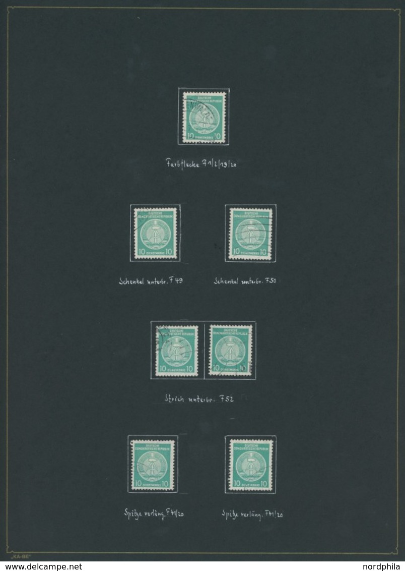 DIENSTMARKEN A O,BrfStk , Sammlung Dienstmarken Von 1954-57, Sauber Sortiert Und Beschriftet Nach Typen, Papierstrukture - Sonstige & Ohne Zuordnung