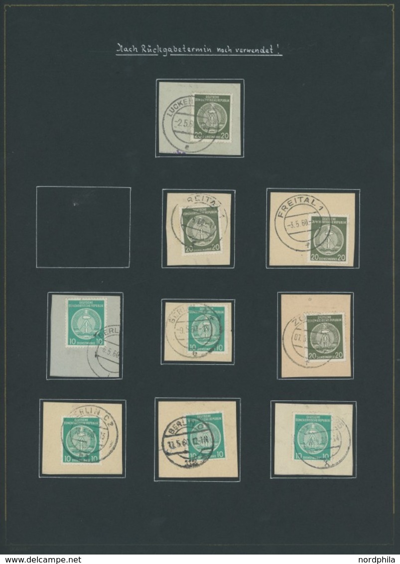 DIENSTMARKEN A o,BrfStk , Sammlung Dienstmarken von 1954-57, sauber sortiert und beschriftet nach Typen, Papierstrukture