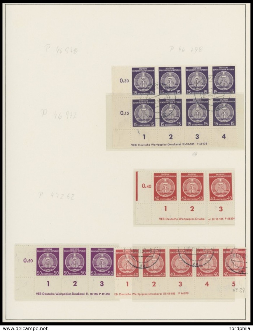 DIENSTMARKEN A o,**,*,(*) , 1954-57, umfangreiche, überwiegend gestempelte Dublettenpartie, teils in Bogenteilen, meist 
