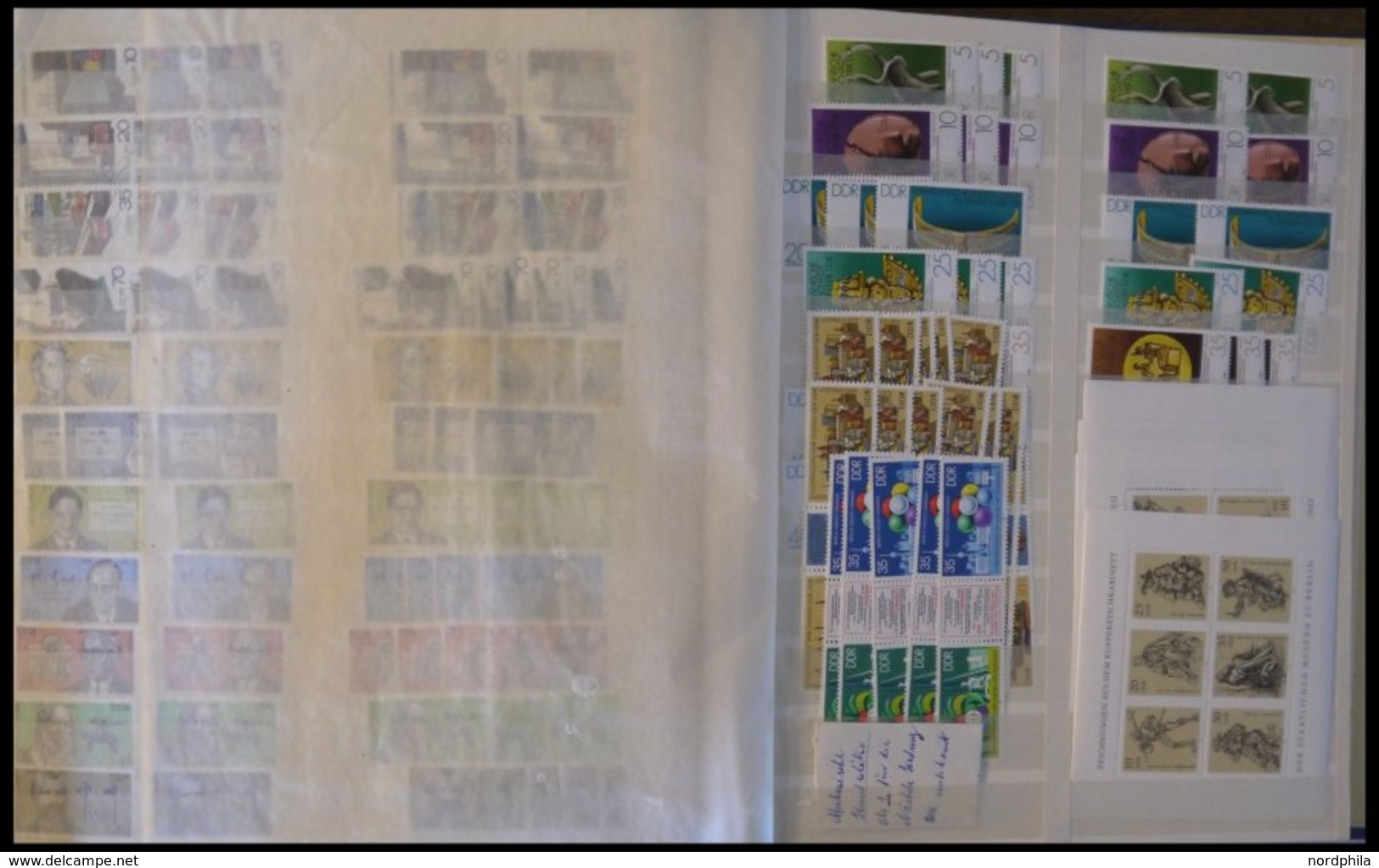 LOTS **, postfrisches Händlerlager DDR von 1962-90 in 6 Schaubek Einsteckbüchern, ab 1971 meist 6-10x vorhanden, dabei Z