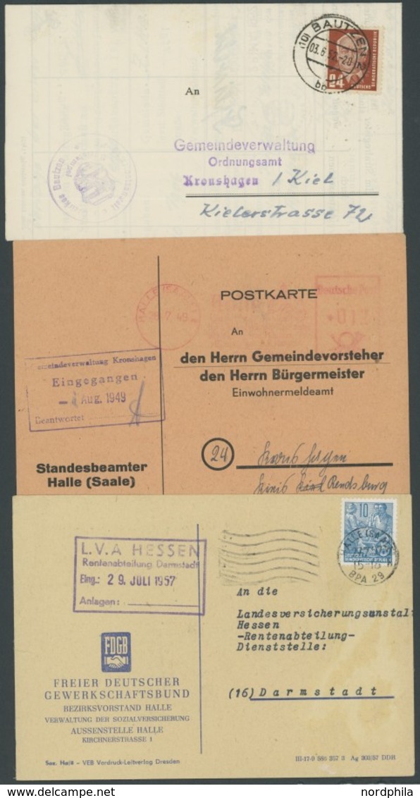 LOTS 1947-57, 17 Verschiedene Belege Behördenpost Nach Westdeutschland, Meist Prachterhaltung - Otros & Sin Clasificación