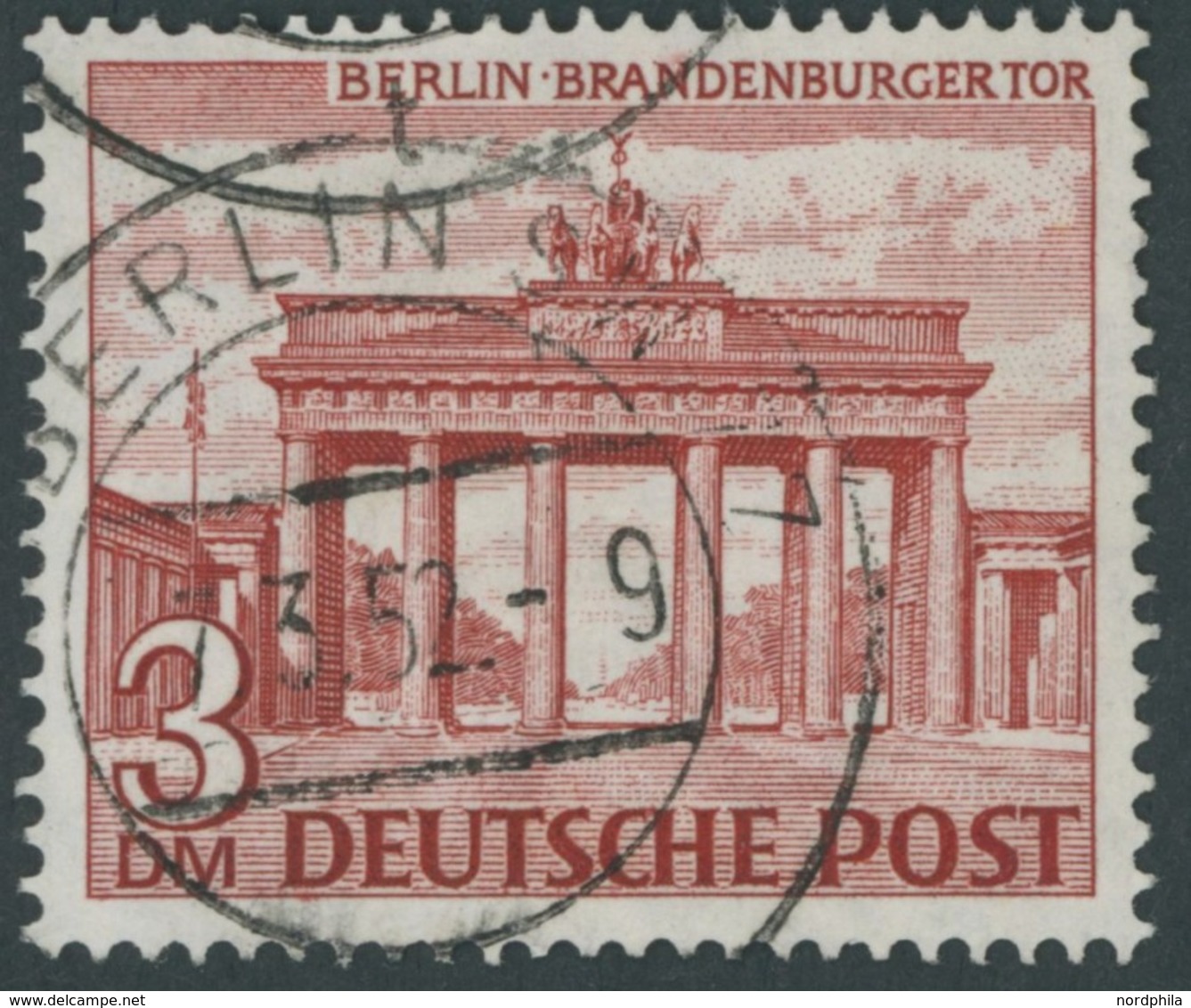 BERLIN 59X O, 1949, 3 M. Brandenburger Tor, Wz. 1X, Pracht, Mi. 100.- - Otros & Sin Clasificación