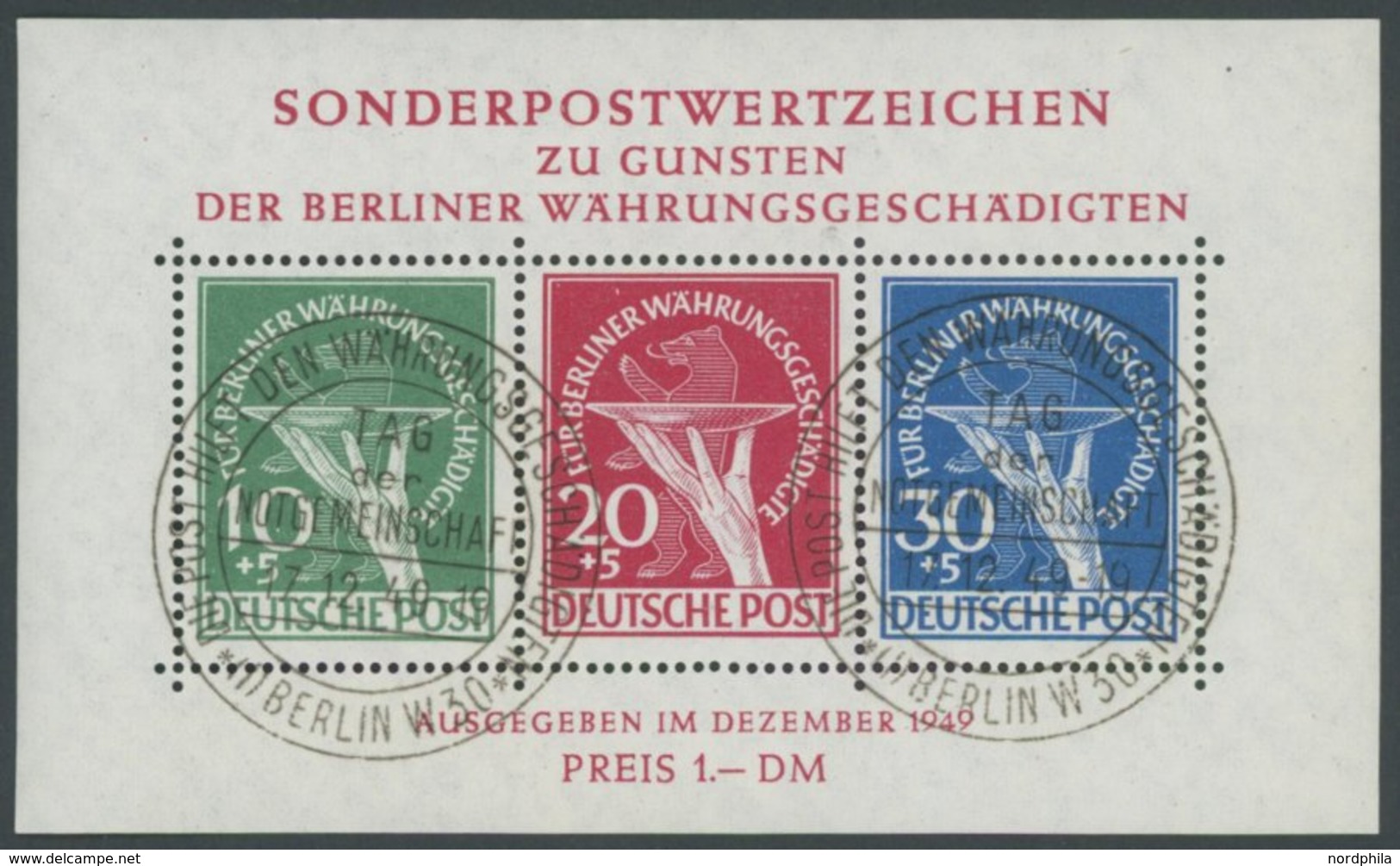 AMERIK. U. BRITISCHE ZONE Bl. 1a O, 1949, Block Exportmesse, Ersttags-Sonderstempel, Pracht, Fotoattest H.D. Schlegel, M - Sonstige & Ohne Zuordnung