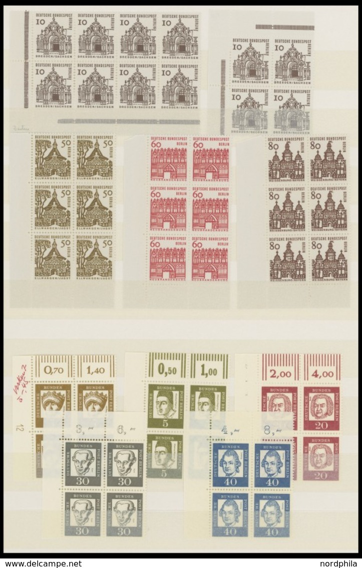 LOTS VB **, 1961-64, Kleine Partie Postfrischer Waagerechter Paare Bedeutende Deutsche Und Bauten In Viererblocks Oder 1 - Usados