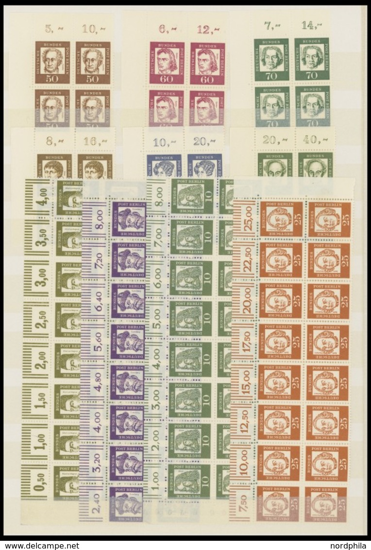 LOTS VB **, 1961-64, Kleine Partie Postfrischer Waagerechter Paare Bedeutende Deutsche Und Bauten In Viererblocks Oder 1 - Gebraucht