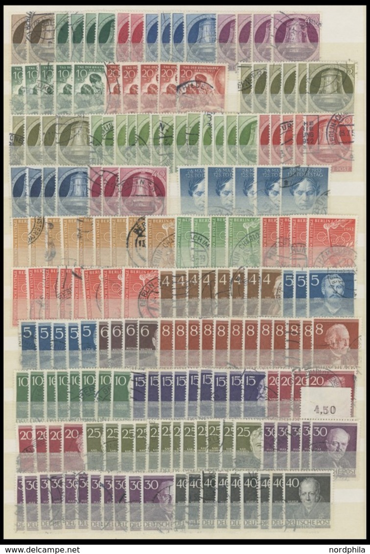 LOTS O,BrfStk , Reichhaltige Gestempelte Dublettenpartie Berlin Von 1948-56 Mit Vielen Guten Mittleren Ausgaben, Meist F - Usados