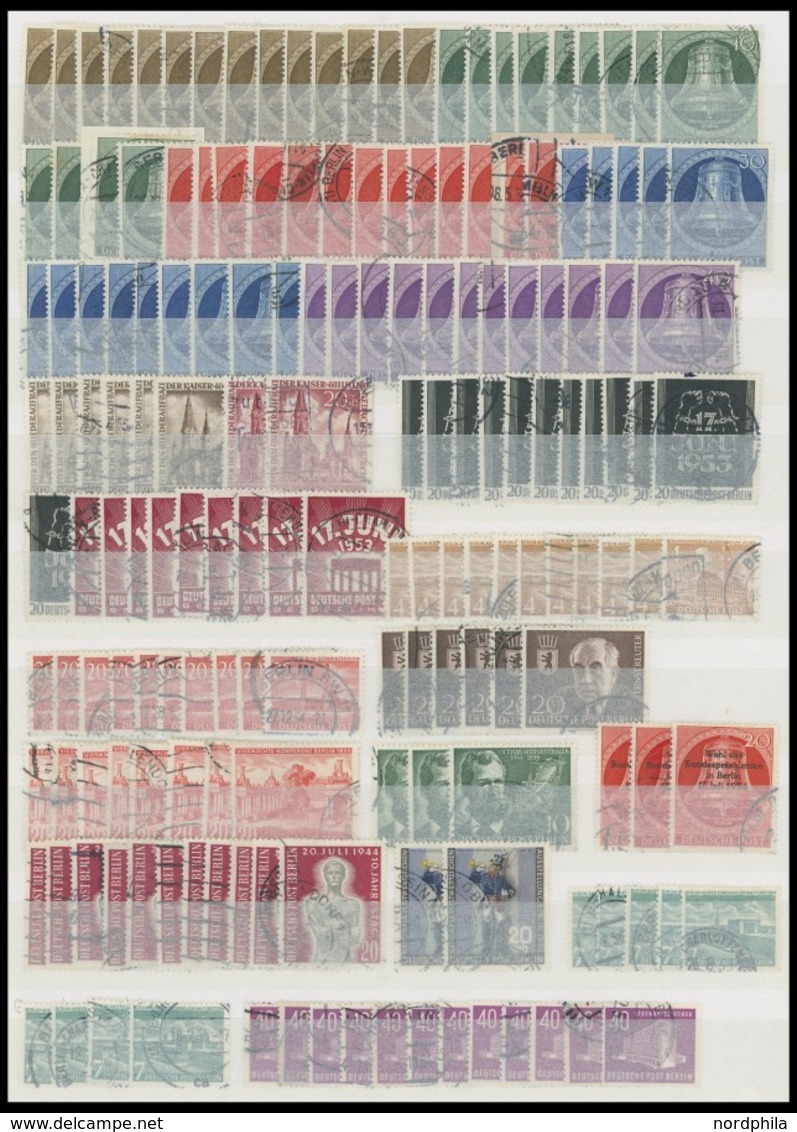 LOTS O,BrfStk , Reichhaltige Gestempelte Dublettenpartie Berlin Von 1948-56 Mit Vielen Guten Mittleren Ausgaben, Meist F - Used Stamps