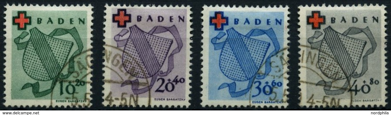 BADEN 42-45 O, 1949, Rotes Kreuz, Prachtsatz, Fotobefund H.D. Schlegel, Mi. 400.- - Sonstige & Ohne Zuordnung