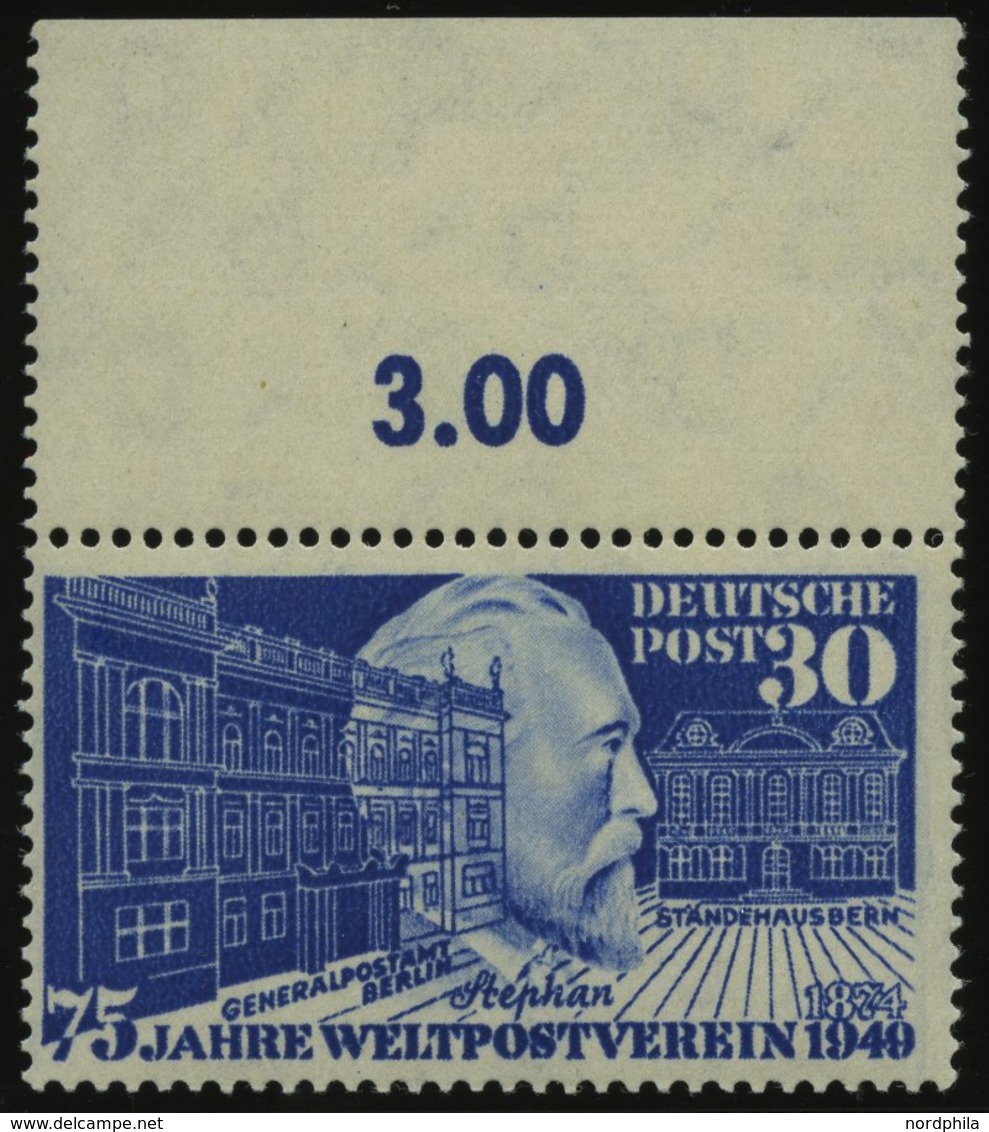 BUNDESREPUBLIK 116 **, 1949, 30 Pf. Stephan, Oberrandstück, Pracht - Sonstige & Ohne Zuordnung