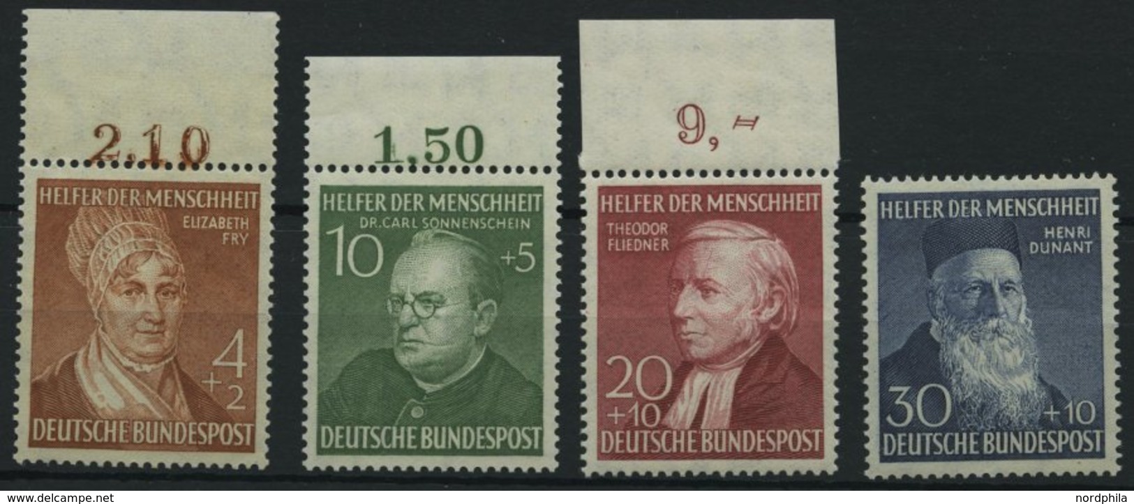 BUNDESREPUBLIK 156-59 **, 1952, Helfer Der Menschheit, Prachtsatz, Endwert Gepr. A. Schlegel, Mi. 130.- - Otros & Sin Clasificación