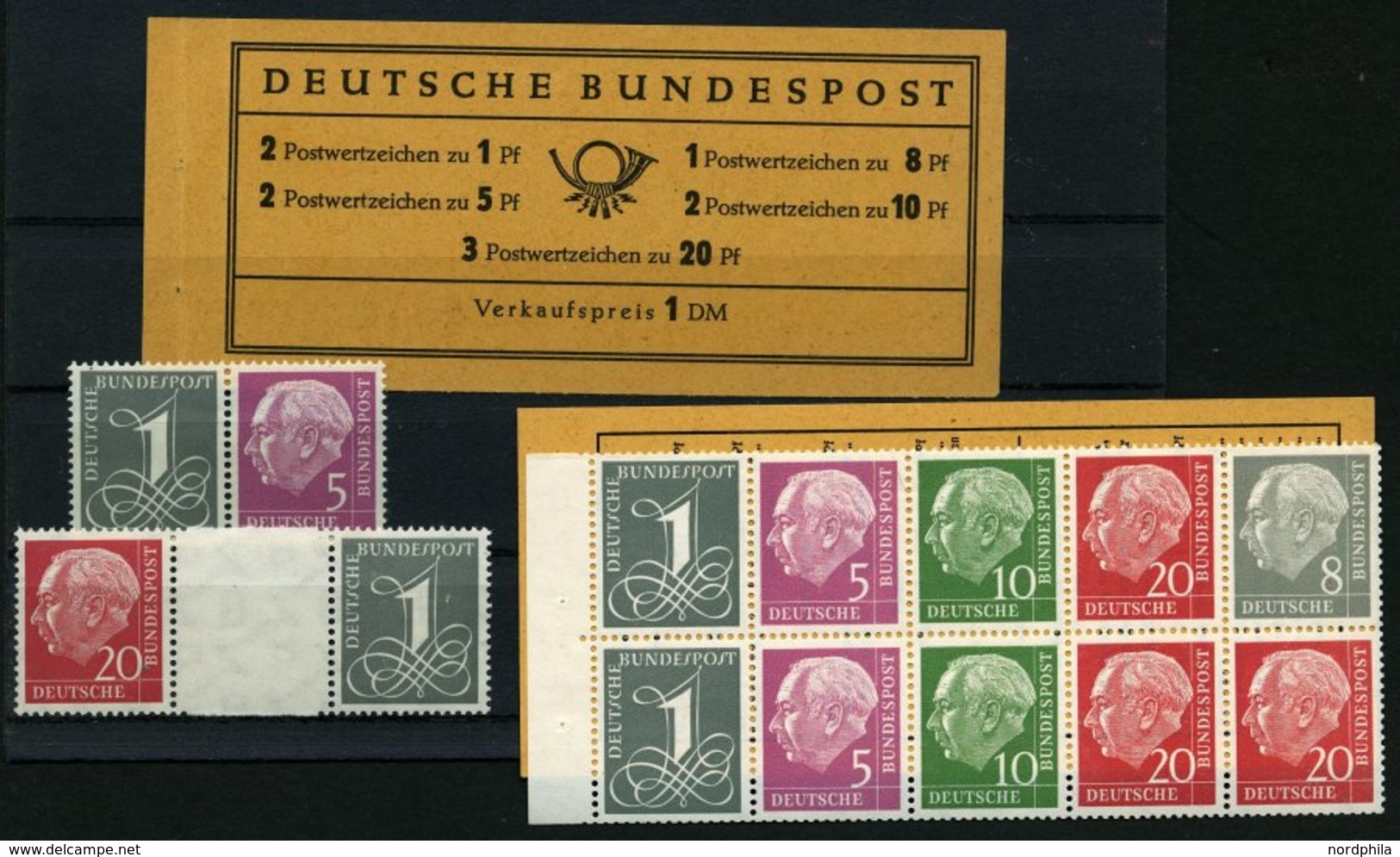 ZUSAMMENDRUCKE **,o,*,Brief , 1955-60, Partie Zusammendrucke Heuss, Meist Prachterhaltung, Mi. über 1400.- - Gebraucht