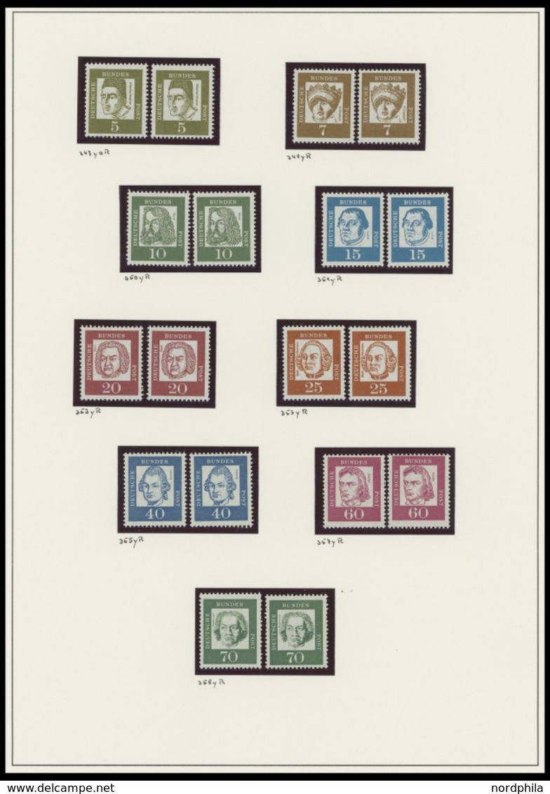 ROLLENMARKEN 199-210R **, 1961/2, 5 - 70 Pf. Bedeutende Deutsche, Je 2 Einzelmarken Mit Gerader Und Ungerader Nummer, Po - Rolstempels