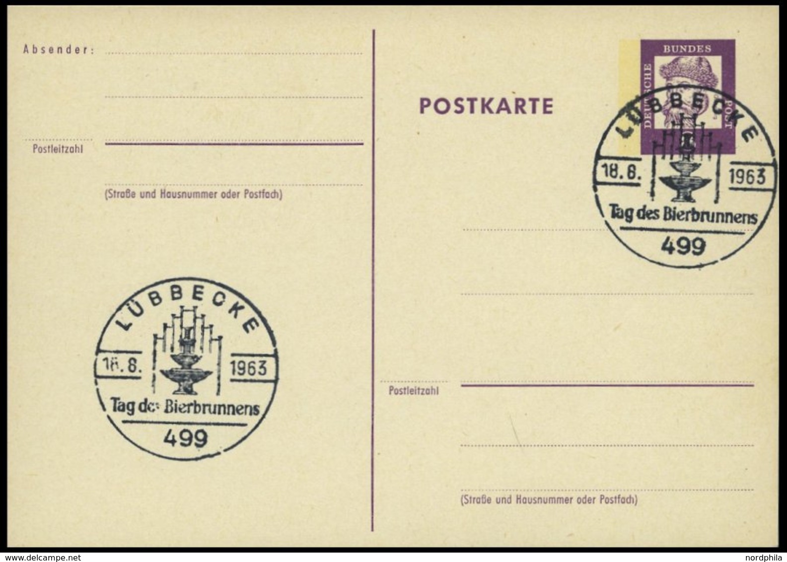 GANZSACHEN P 73 BRIEF, 1962, 8 Pf. Gutenberg, Postkarte In Grotesk-Schrift, Leer Gestempelt Mit Sonderstempel LÜBBECKE T - Collections