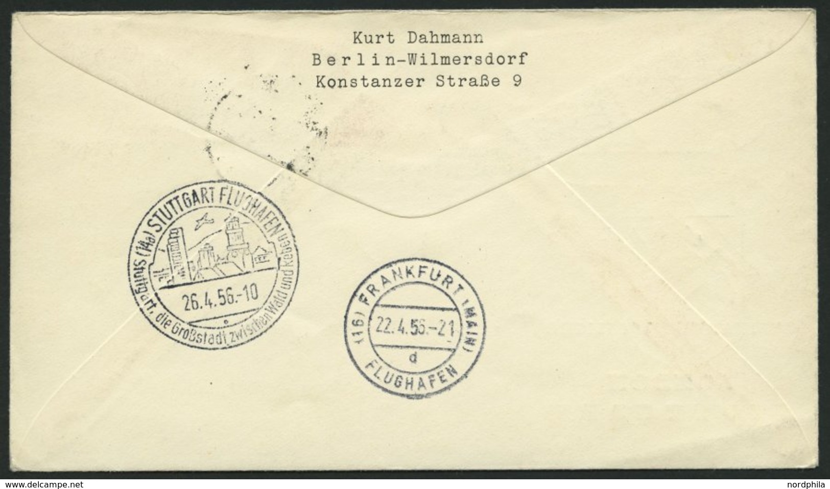 DEUTSCHE LUFTHANSA 55 BRIEF, 22.4.1956, London-Stuttgart, Brief Feinst - Used Stamps