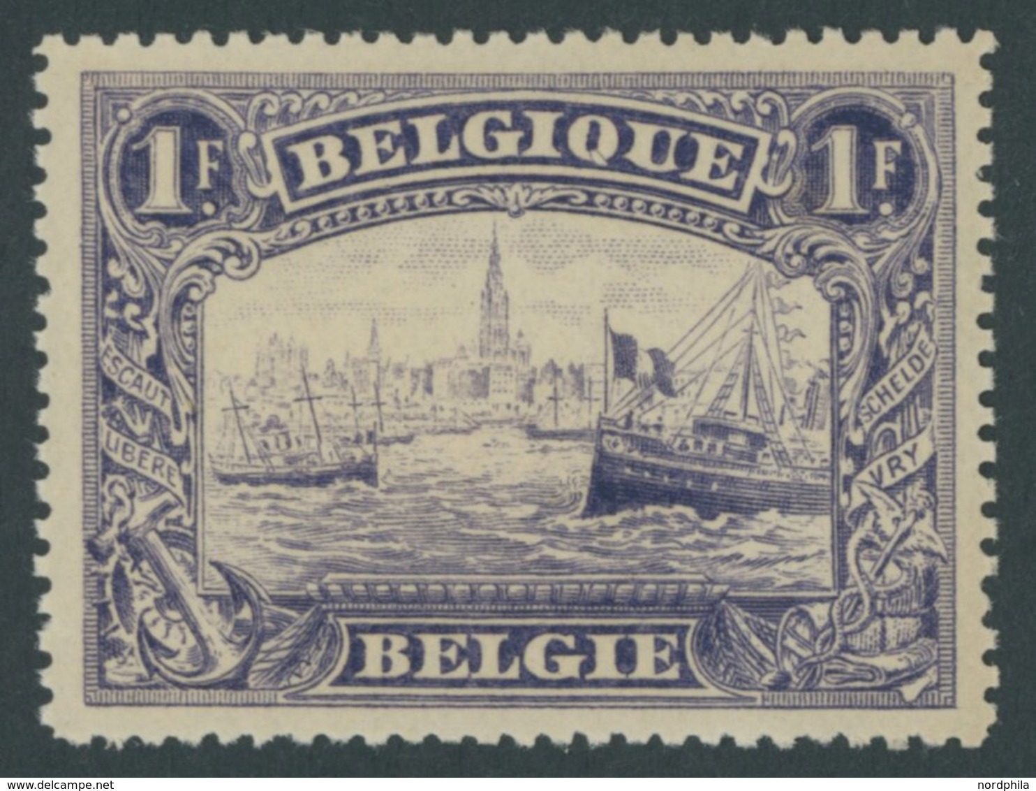 BELGIEN 125A **, 1915, 1 Fr. Hafen Antwerpen, Gezähnt A, Postfrisch, Pracht - Otros & Sin Clasificación