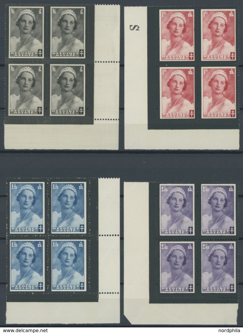 BELGIEN 407-14 VB **, 1935, Tuberkulose In Unteren Eckrandviererblocks, Postfrisch, Pracht, Mi. 88.- - Sonstige & Ohne Zuordnung