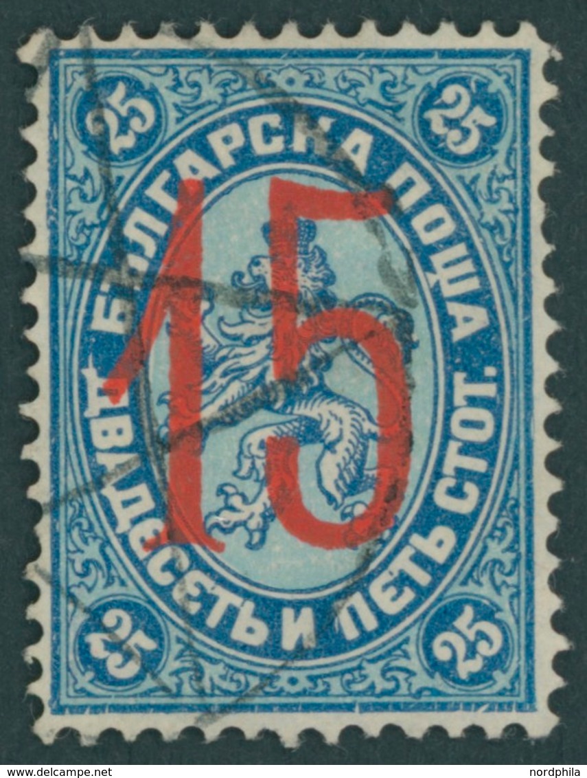 BULGARIEN 23I O, 1884, 15 Auf 25 St. Blau/hellblau Bdr.-Aufdruck, Pracht, Gepr. Drahn, Mi. 170.- - Otros & Sin Clasificación