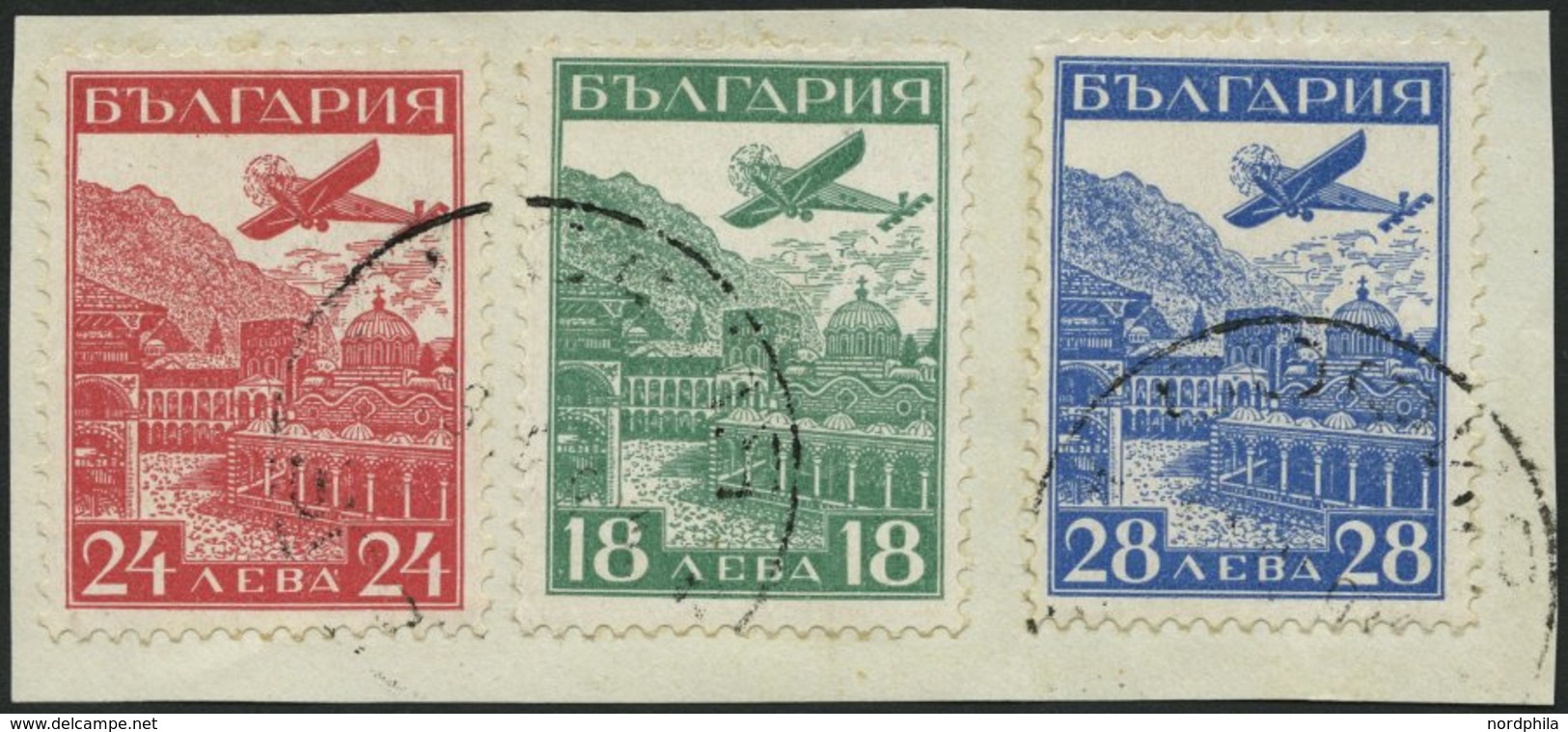 BULGARIEN 249-51 BrfStk, 1932, Luftpostausstellung Auf Briefstück, Prachtsatz, Mi. 90.- - Otros & Sin Clasificación