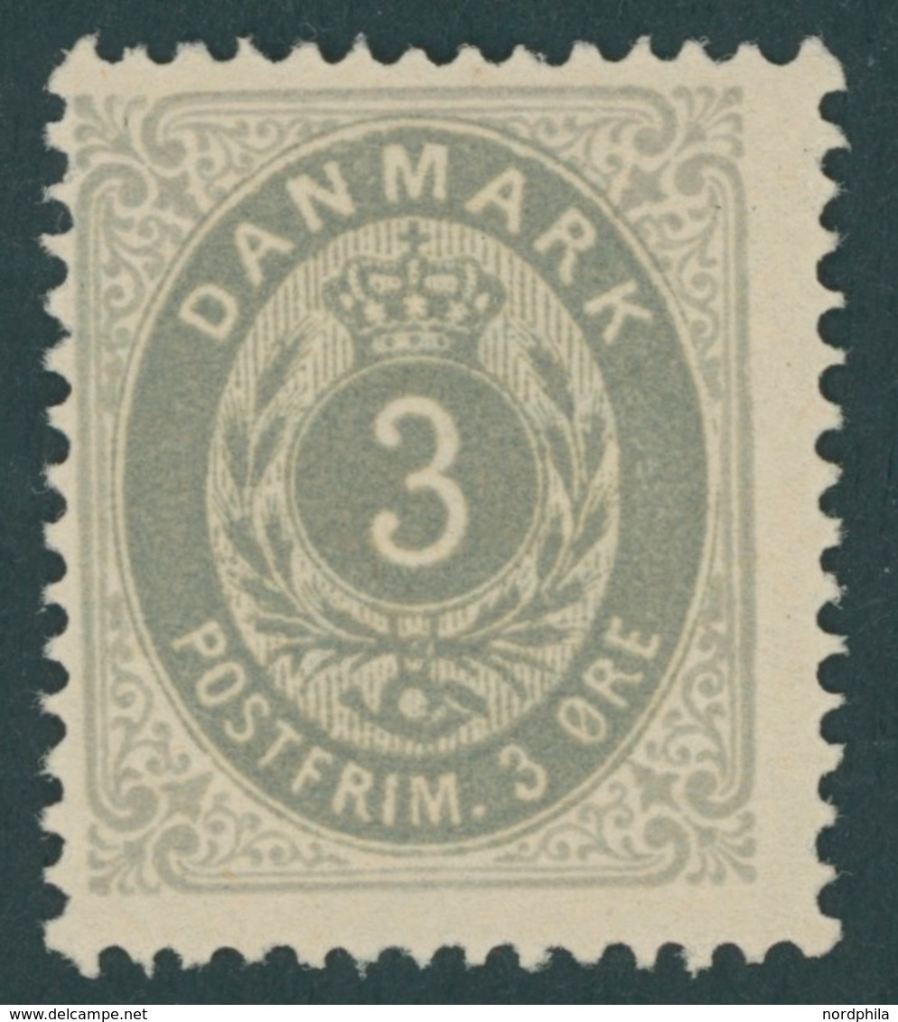 DÄNEMARK 22IYAa *, 1875, 3 Ø Mattultramarin/grau, Falzrest, Pracht, Mi. 140.- - Other & Unclassified