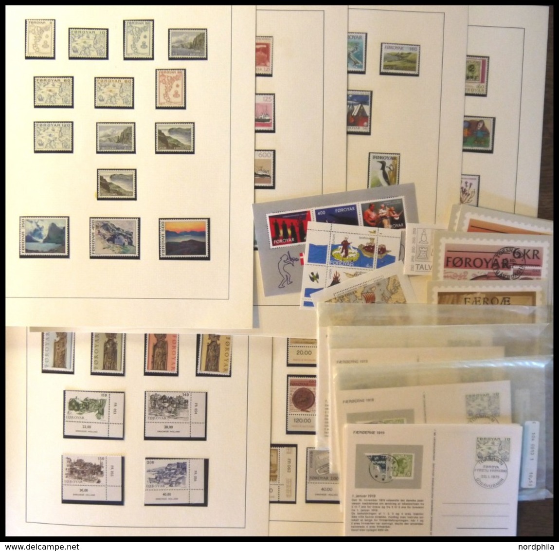 FÄRÖER **,Brief , 1975-81, Komplette Postfrische Sammlung, Dazu Maximumkarten Und Posthistorische Dokumentations-Postkar - Other & Unclassified