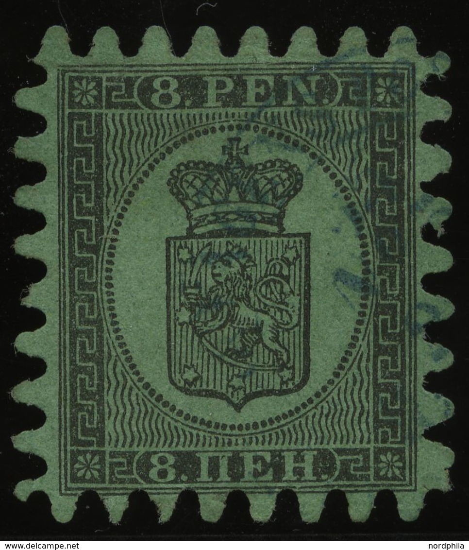 FINNLAND 6Bx O, 1866, 8 P. Schwarz Auf Grün, Praktisch Alle Zungen, Pracht - Andere & Zonder Classificatie