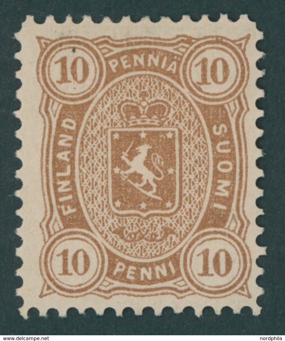 FINNLAND 15Byb *, 1882, 10 P. Graubraun, Gezähnt L 121/2, Falzrest, Pracht, Mi. 120.- - Otros & Sin Clasificación