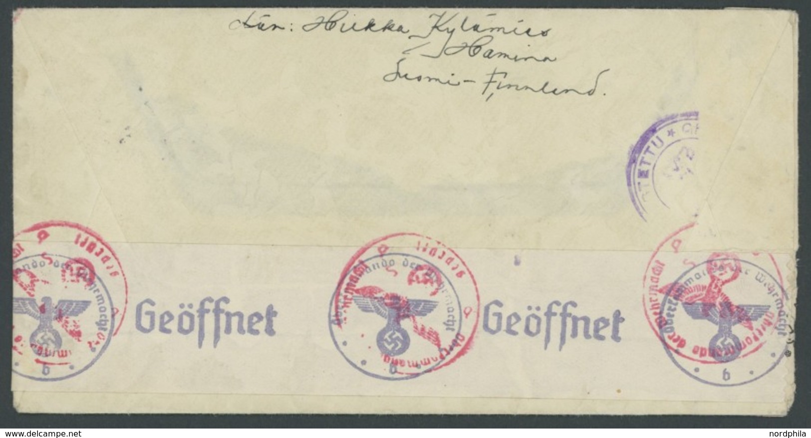 MILITÄRPOST 1942, Feldpostbrief Aus Hamina Mit Deutschen Und Finnischen Zensuren In Das Lazarett Nach Löwenberg/Schlesie - Militares