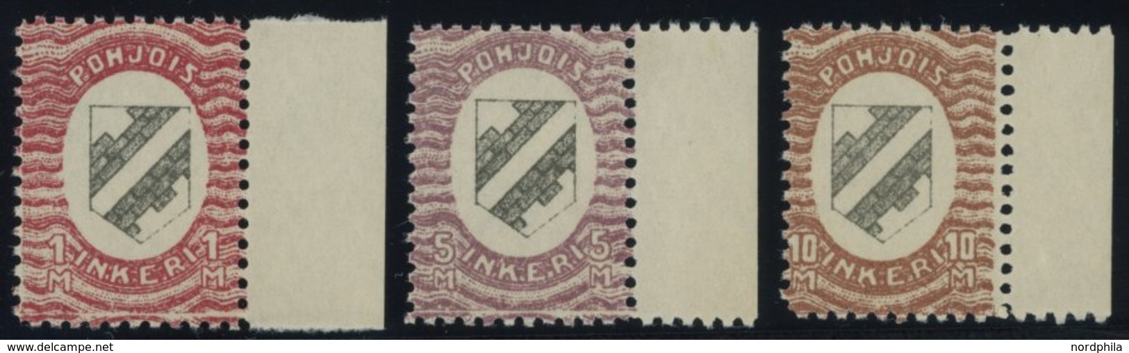 NORDINGERMANLAND 5-7 **, 1920, 1 - 10 M. Landeswappen Vom Rechten Rand, 3 Postfrische Prachtwerte, Mi. (980.-) - Sonstige - Europa