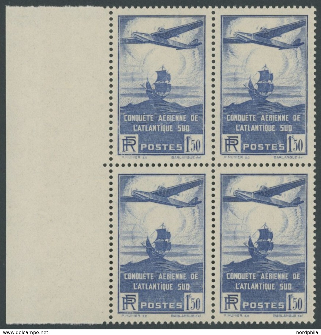 FRANKREICH 326/7 VB **, 1936, Ozeanüberquerung In Randviererblocks, Pracht, Mi. (2600.-) - Otros & Sin Clasificación