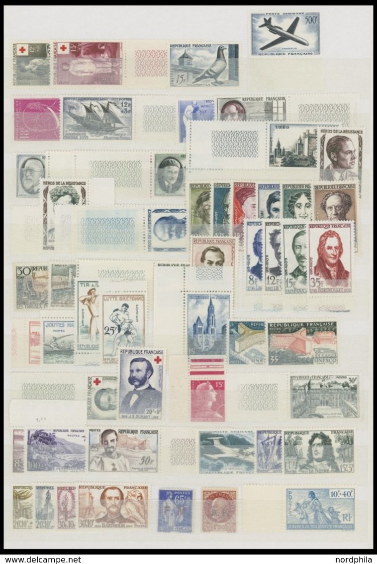 SAMMLUNGEN **, 1945-59, Postfrische Teilsammlung Frankreich Mit Mittleren Ausgaben, U.a. Mi.Nr. 782, 1120, 1132-34, Prac - Colecciones Completas