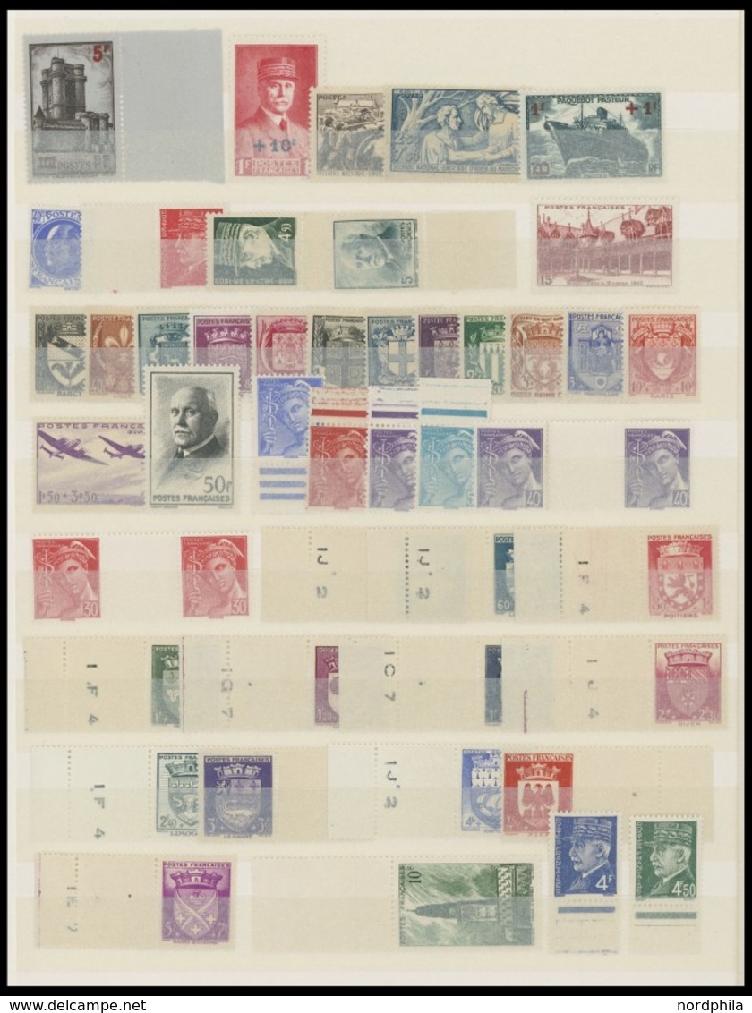 LOTS **, Postfrische Partie Verschiedener Werte Frankreich Von 1937-59 Mit Guten Mittleren Ausgaben, Prachterhaltung, Mi - Other & Unclassified