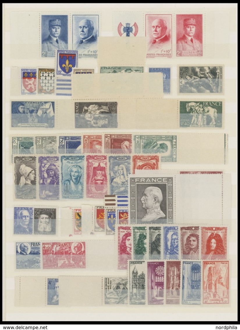 LOTS **, Postfrische Partie Verschiedener Werte Frankreich Von 1937-59 Mit Guten Mittleren Ausgaben, Prachterhaltung, Mi - Other & Unclassified