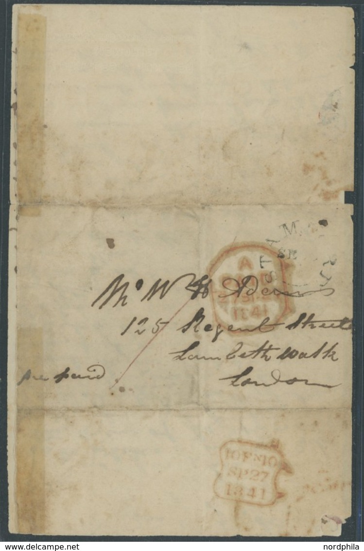 GROSSBRITANNIEN 1841, Handgeschriebener Brief Von R. Gypson (bekannter Englischer Aeronaut) Vor Aufstieg Von Der Gasanst - Andere & Zonder Classificatie
