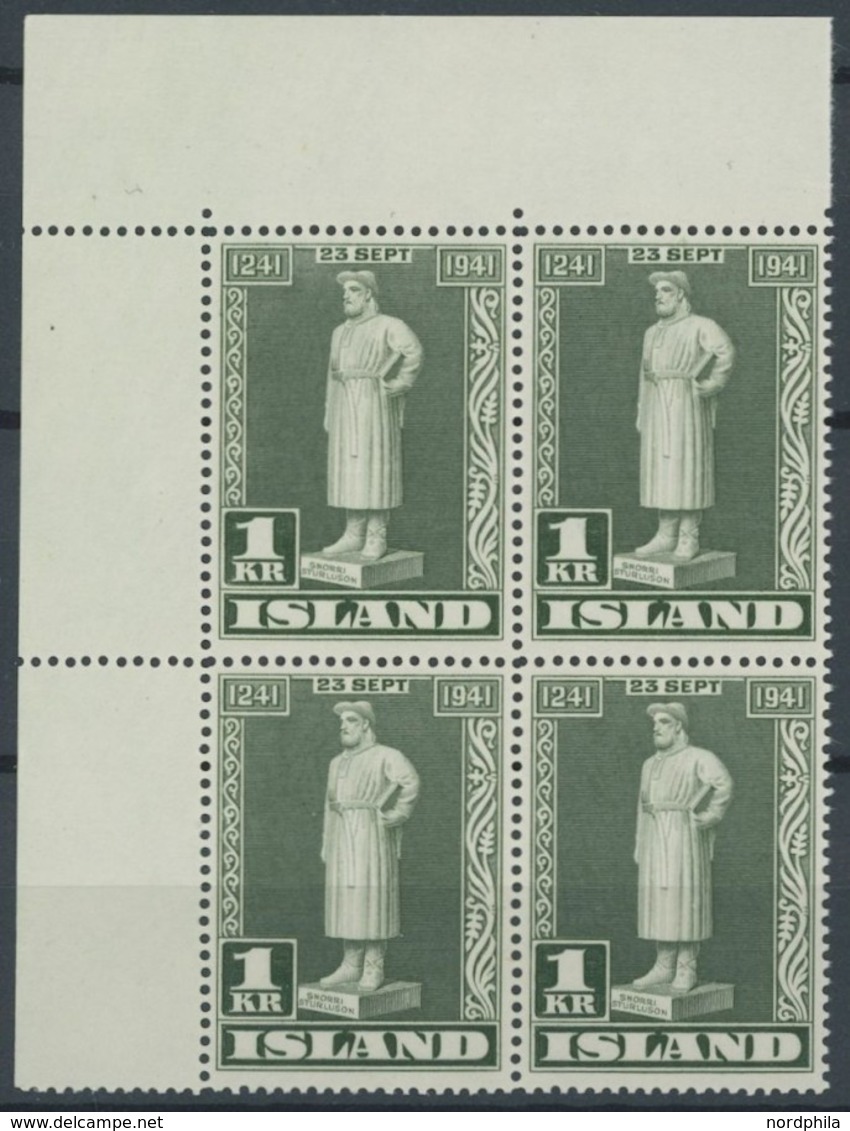 ISLAND 168-71,223-25 VB **, 1933/41, Wohltätigkeitsvereinigungen Und Sturluson, 2 Postfrische Viererblock-Sätze, Pracht, - Otros & Sin Clasificación