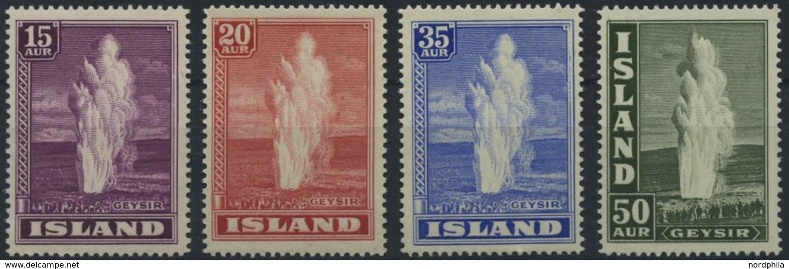 ISLAND 193-96 **, 1938, Geysir, Prachtsatz, Mi. 110.- - Other & Unclassified