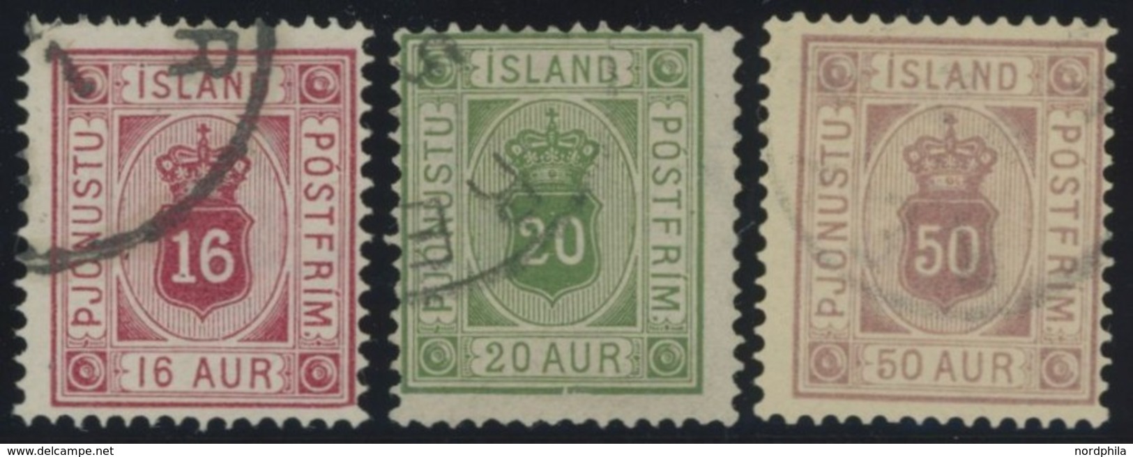 DIENST D 6-8A O, 1876, 16 - 50 A. Ziffer Mit Krone, 3 Werte Feinst/Pracht, Mi. 170.- - Oficiales