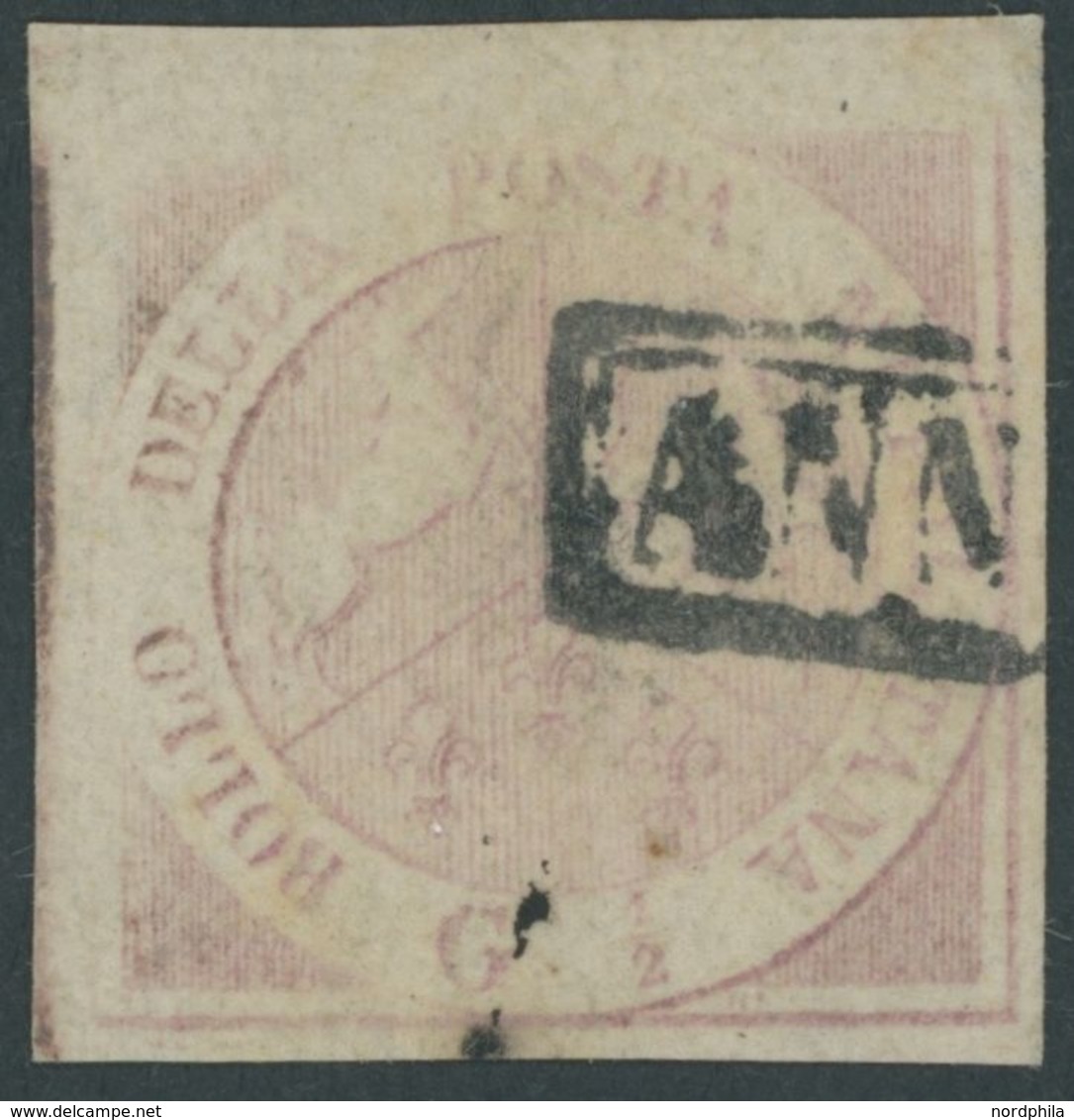 NEAPEL 1 O, 1858, 1/2 Gr. Mattlilarosa, Feinst, Gepr. E. Diena Und Starauschek, Mi. 250.- - Neapel