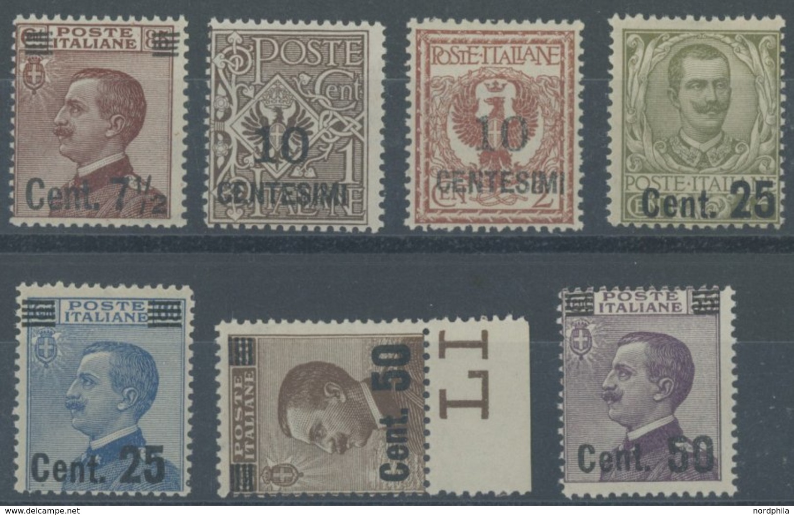 ITALIEN 166-72 **, 1923, 71/2 C. Auf 85 C. - 50 C. Auf 55 C. König Viktor Emanuel III Postfrischer Prachtsatz, Mi. 90.- - Ungebraucht