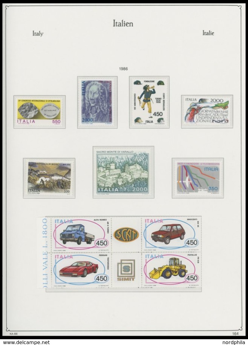 SAMMLUNGEN, LOTS **, Fast Komplette Postfrische Sammlung Italien Von 1960-95 Im KA-BE Falzlosalbum, 1974 Etwas Lückenhaf - Colecciones