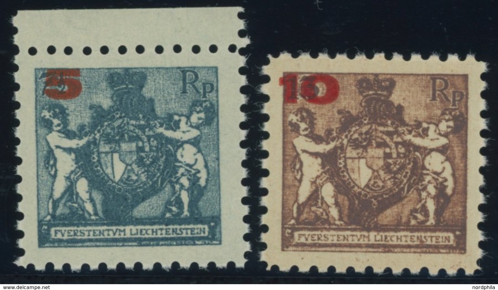 LIECHTENSTEIN 61/2A **, 1924, 5 Auf 71/2 Rp. Und 10 Auf 13 Rp., Gezähnt L 9, Postfrisch, Pracht, Mi. 60.- - Other & Unclassified