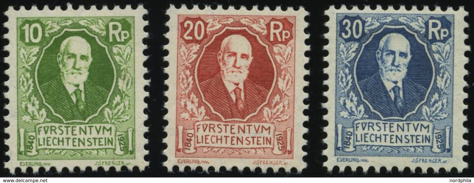 LIECHTENSTEIN 72-74 *, 1925, 85. Geburtstag, Falzrest, Prachtsatz - Otros & Sin Clasificación