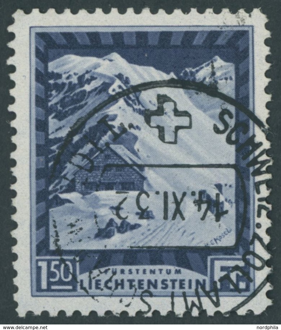 LIECHTENSTEIN 106B O, 1930, 1.50 Fr. Pfälzerhütte, Gezähnt L 111/2, Pracht, Mi. 80.- - Other & Unclassified