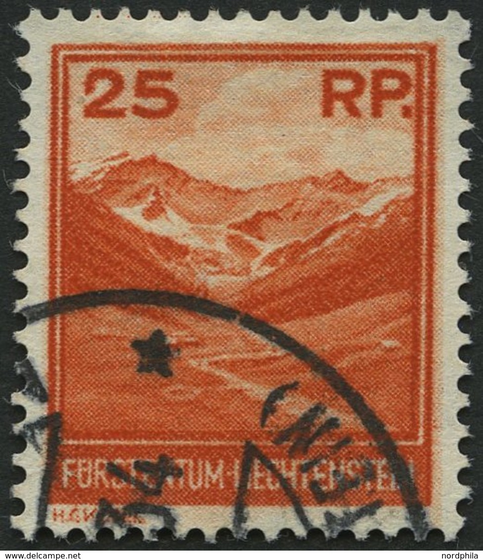 LIECHTENSTEIN 119 O, 1933, 25 Rp. Valünatal Und Naafkopf, Pracht, Mi. 100.- - Sonstige & Ohne Zuordnung